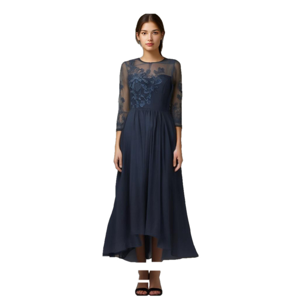 Elegant Navy Blue Wedding Dress